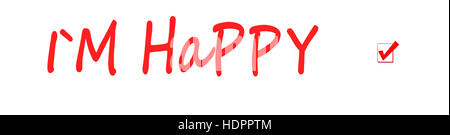 Words I`m happy written in photoshop on white background Stock Photo